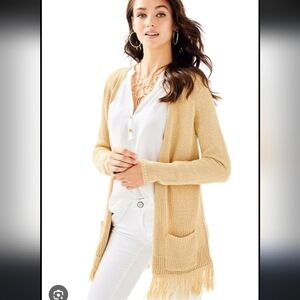 Lilly Pulitzer Maleta Cardigan Sweater Sand With Gold Fleck Size Small